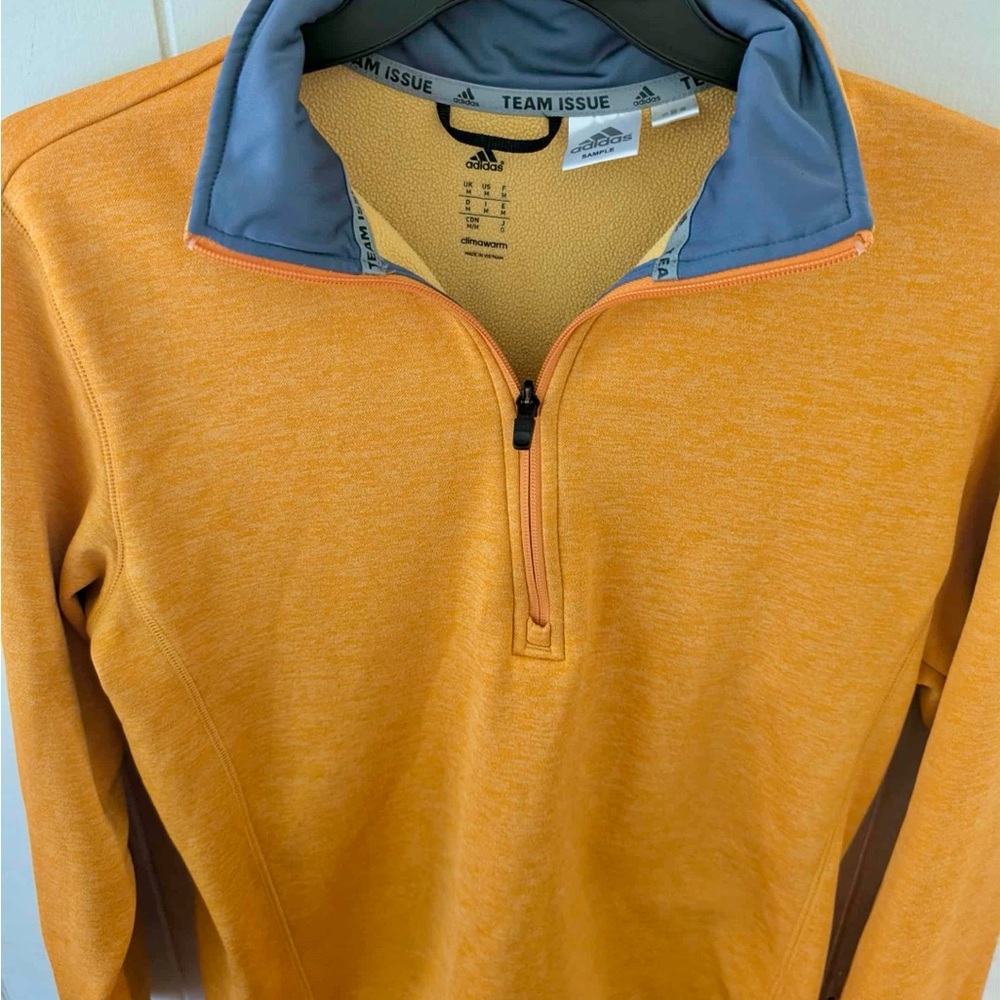 Adidas Men's Orange and Gray Zip-Up Sweater